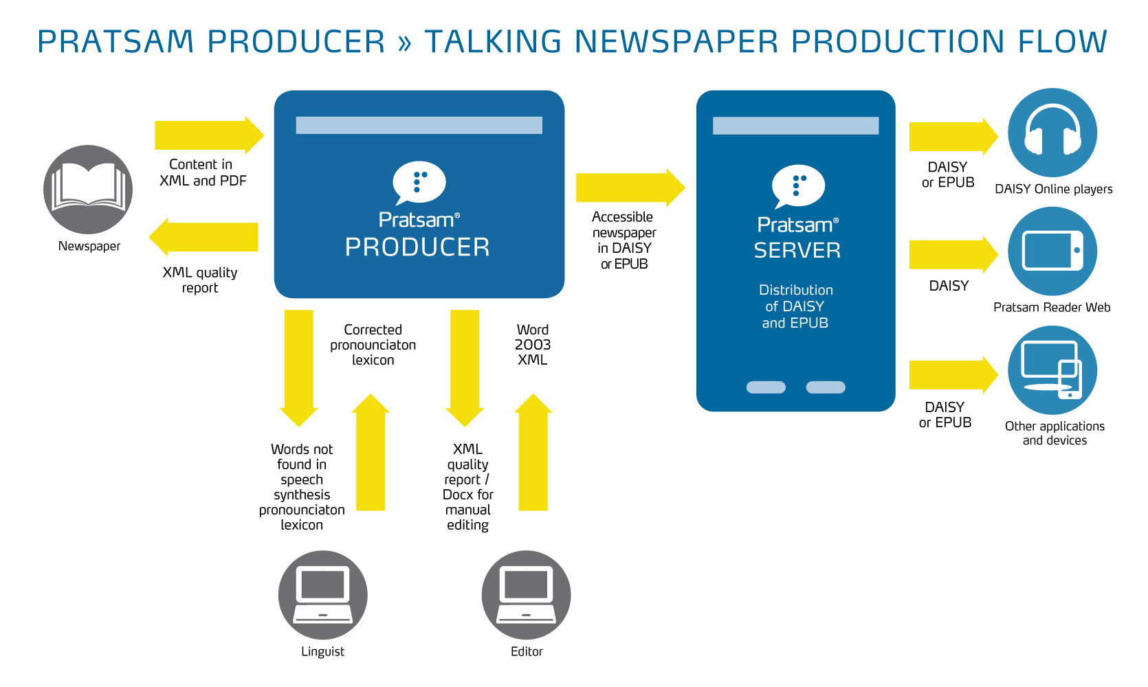 Graphical overview of the usage of Pratsam Producer in relation to accessible newspapers 